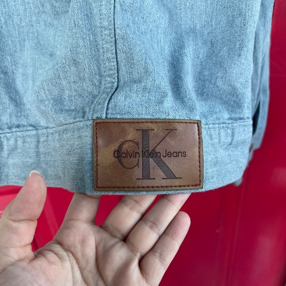 Calvin Klein Jean Jacket Womens XL Winter Heavy Thick Denim - Picture 2 of 7